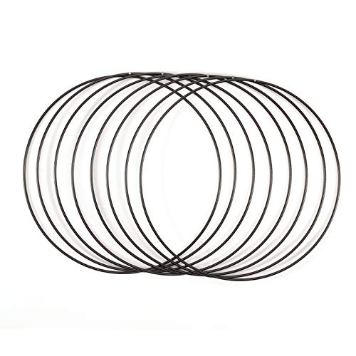 Vaessen Creative Metal Ring Set for Crafts, 8 Pieces, Black, 25 cm or 9.8 in Diameter, 3 mm Thick, Dream Catcher Hoop, Wreath Ring for Macrame Wall Hanging, Crochet, Boho Décor or Wedding Decorations