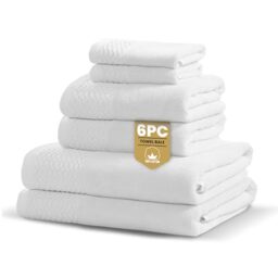 Rapport Home Eden Weave 6-Piece Towel Bale – Luxurious 100% Cotton Set - 500GSM Soft Absorbent Towels, Quick-Dry Comfort & Elegant Bathroom Style - Bale White