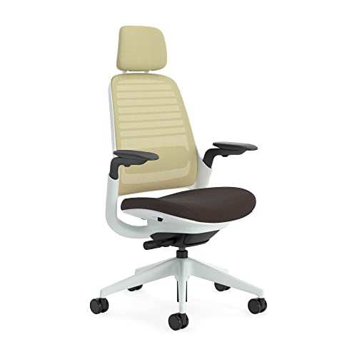Steelcase Series 1 Ergonomic Office Chair With LiveBack Lumbar Support, 4D Armests, Adjustable Headrest Beige/Moleskin Made in Europe