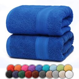 NatureMark Pack of 2 Bath Towels - 100% Cotton, 500 g/m² - Soft, Absorbent & Durable - For Home, Sauna & Travel - 70 x 140 cm, Royal Blue