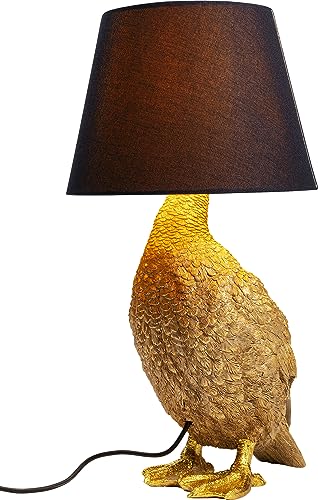 Kare Design Table Lamp Animal Duck, Gold, Cotton Shade, Bedside Lamp, Elegant Lighting, Room Decor, Bedroom, Living Room, Bulb not Included, 58 x 30.5 x 35 cm
