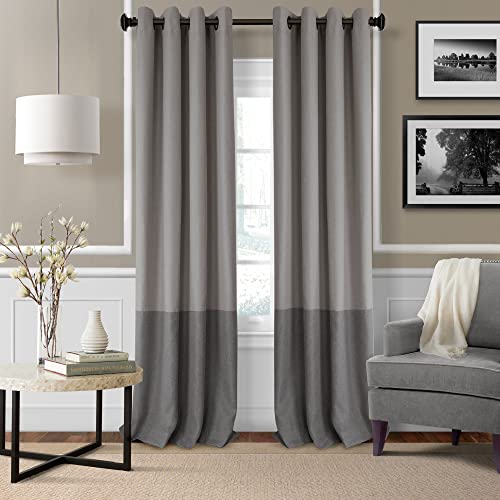 "Elrene Home Fashions Braiden Color-Block Single Blackout Curtain, Grey, 52"" x 84"""