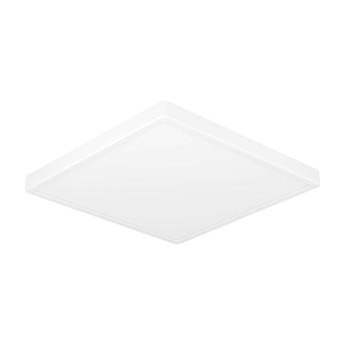 Eglo LED Ceiling Light Fitting Fueva 6, Round Ceiling lamp, Bathroom Lighting, Flush luminaire Made of Plastic in Black and White, Warm White-Cold White, IP44, Ø 28 cm
