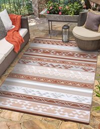 Green Decore Lightweight Reversible Stain Proof Plastic Outdoor Rug Serenade Beige Brown, 180cmx270cm (6ftx9ft) 10176