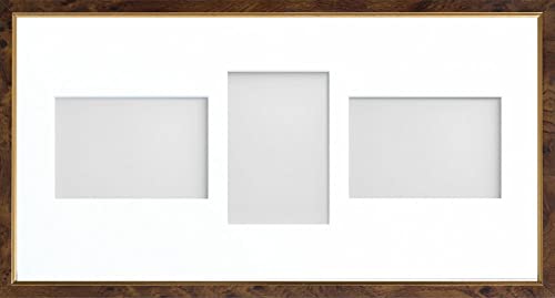 Frame Company Drayton Multi Aperture Photo Frame, Walnut, 20x10 for 6x4 inch (x3 LPL)
