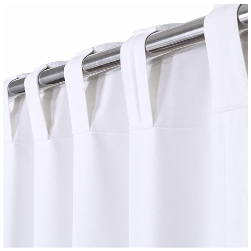 Bedding Craft White Cotton Tab Top Curtain Panels for Bathroom Window 50 x 108 Inch Set of 2 Modern Farmhouse Style Light Filtering Machine Washable Great for Action