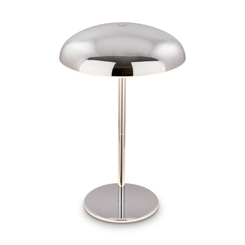 BRILONER - Rechargeable LED Table lamp IP44 with Light Edge, Touch, Replaceable Battery, LED Light, Battery Table lamp, Bedside, no Cord, 19.5x30.5 cm, Chrome