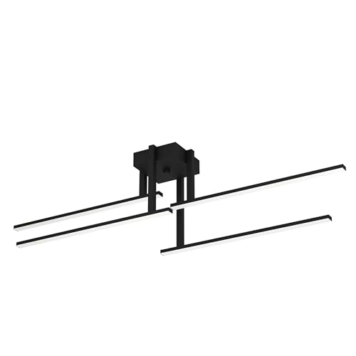"Eglo LED Ceiling Light Fitting Ipolitto, Minimalistic Lighting, Living Room, Kitchen and Hallway lamp Made of Black Aluminium and White Plastic, Warm White, 39"""