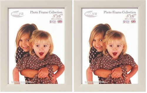 Inov8 Framing PFVS-SOGR-86 British Made Traditional Picture/Photo Frame, Soft Grey, 8x6 inch (Pack of 2)
