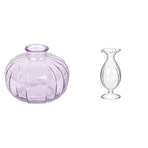 Talking Tables Lilac Glass Bud Vase for flowers, s & Talking Tables Clear Glass Bud Vase – Decorative G Table Decor Bundle