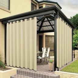 Bonzer Waterproof Outdoor Curtains for Patio Wide Eyelet Sunlight Blocking Outdoor Curtains for Gazebo Porch Pergola Gazebo, 1 Piece, 108 x 84 Inch, Cream