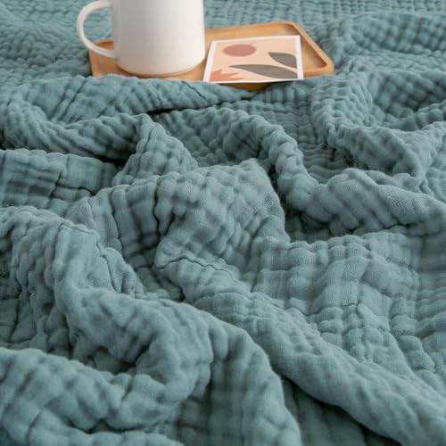 Sonive VC-IA0 100% Cotton Muslin Blanket Blue Green 150×200 cm