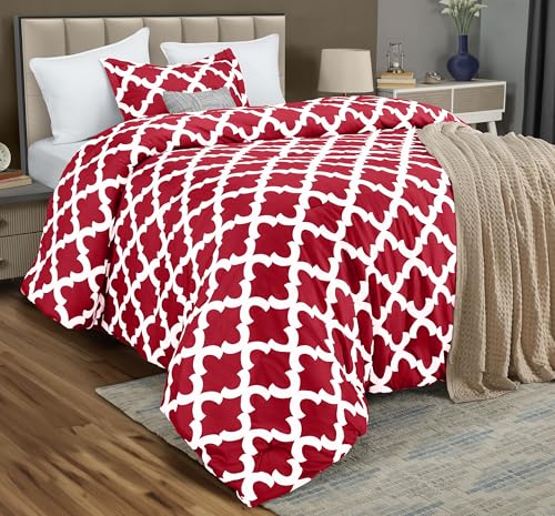 Utopia Bedding - Comforter Bedding Set with 1 Pillow Sham - Bedding Comforter Sets - Down Alternative Comforter - Soft and Comfortable - Machine Washable, Quatrefoil Red, Twin