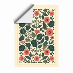 Symmetrical Floral Tapestry Botanical Unframed Wall Art Print A2 (59.4×42cm), Wall Decor for Living Room, Bedroom, Office & Home, Art Gift