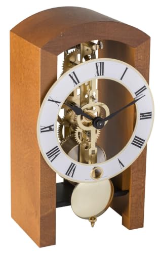 Hermle Table Clock, Wood, Cherry Brown, 18cm x 9cm x 11cm,23015-160721