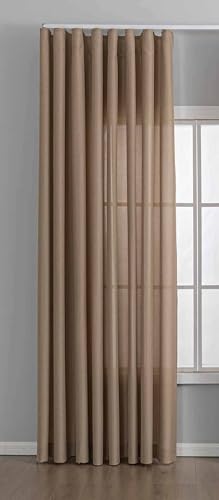 Gardinenbox Cationic Vienna 2025110 Curtain with Wave Band 245 x 300 cm Taupe 1:2 Wave Band Lead Band End Wrinkle-Resistant Wavefall