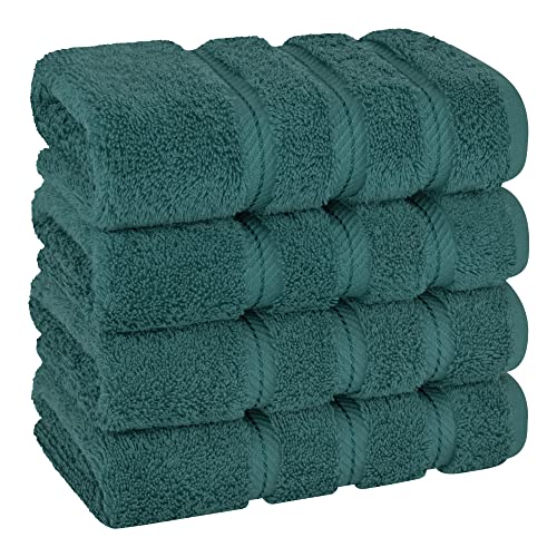 American Soft Linen Luxury Hand Towels for Bathroom, 600 GSM 100% Cotton Turkish 4 Piece Hand Towel Set, 600 GSM Hand Face Towels for Kitchen, Teal Hand Towels
