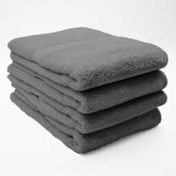 Douceur d'Intérieur, Elegance Set of 4 Shower Towels 70 x 130 cm Plain Terry Cloth Anthracite