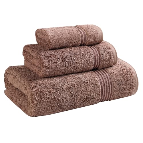Superior Collection 100% Premium Long-Staple Combed Cotton 3-Piece Towel Set, Mocha