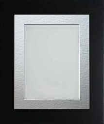 Frame Company Watson Matte Black Picture Photo Frame fitted with Perspex, 12x10 inch with Silver Mount for image size 10x8 inch