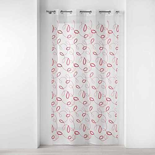 Douceur d'Intérieur, Red Eyelet Curtain 140 x 240 cm Sandblasted Embroidered Hoops