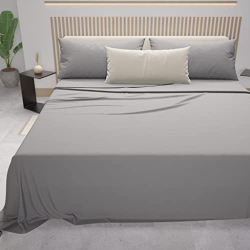 PETTI Artigiani Italiani - Cotton Sheets, French Double Bed Sheets, Double Bed Set, Pearl Grey, 100% Made in Italy