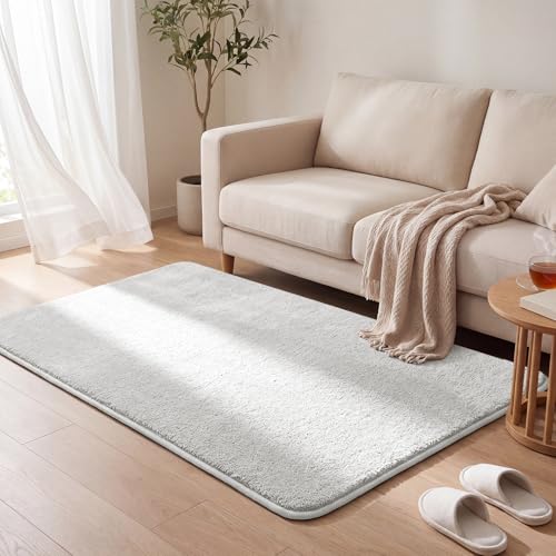 VOUNOT® Fluffy Rugs for Living Room and Bedroom, Soft Shaggy Floor Carpets with Non Slip Backing & Extra Underlay, Machine Washable, Large Area Rug, Modern & Cosy Home Decor, 120x160cm, Cream