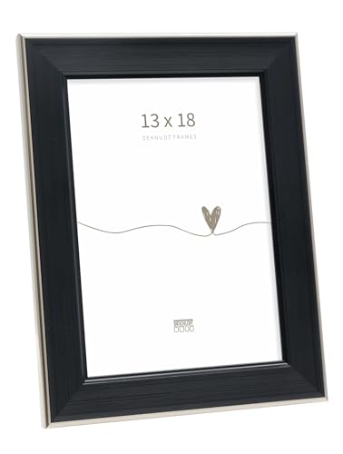 Deknudt Frames - classic photo frame for 13 x 18 cm photo - black with silver bevel - for photos, posters or posters - S244E2 - to stand or hang