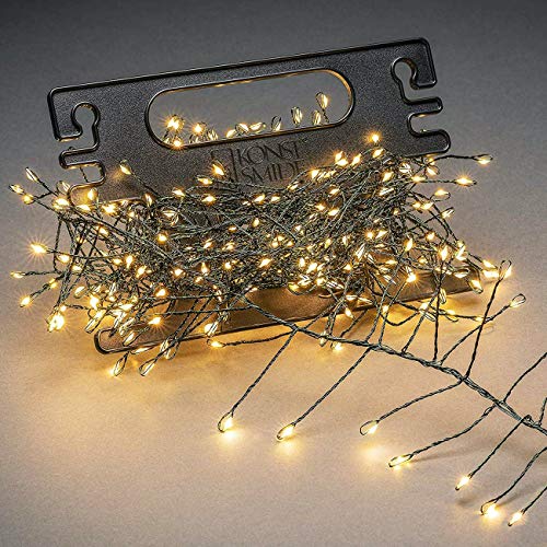 Konstsmide LED Naked Wire Cluster Lights Christmas Lights/Pin Wire Light Chain/Outdoor Christmas Lights and Indoor Use (IP44)/Cable Reel Included/200 Amber White Diodes/Green Wire String Lights