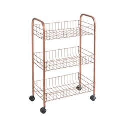 Metaltex Lugano 3-Tier Trolley with Wheels - Multipurpose Storage Cart for Home including Kitchen, Bathroom, Office and Garage - Polytherm Copper, 41 x 23 x 63 Centimetres