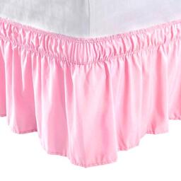 PiccoCasa Elasticated Bed Skirt Ruffled Bed Base Wrap Around Bed Valance Sheet, Brushed Microfiber Bedding Sheet Frame with 38cm Ruffle (King, Pink)
