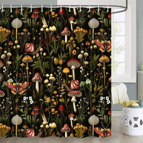 JAWO Rustic Forest Shower Curtain for Bathroom, Country Hunting Bear Deer Wild Animals Farmhouse Lodge Curtain, Cabin Nature Bathroom Set with Hooks, 70X70 Inch, Multi