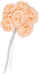 Mopec F473.04 Large Silk Roses, Peach, Knob 6, Pack of 12, Textile, Multi-Colour, One Size,