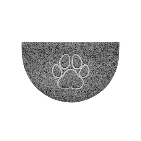 Nicoman Embossed Halfmoon Half Circle Door Mat Dirt-Trapper Jet-Washable Doormat 70x44cm (Grey, PAW Shape) - Use Outdoor ONLY