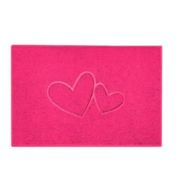 Nicoman Double Heart Embossed Spaghetti Door Mat, Indoor and Outdoor, Dirt-Trapping PVC Material, Multiple Colour Options (Pink, 90 x 60 cm)