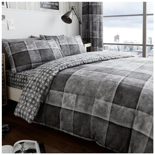 GC GAVENO CAVAILIA Geometric Duvet Cover - Reversible SuperKing Bedding Set With Pillowcases - Bed Cover - Polycotton Soft Comforter Cover (260x220 cm) - Grey