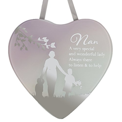 Reflections Mirror Glass Hanging Heart Plaque Gift ??? Nan A special lady, one size, Purple