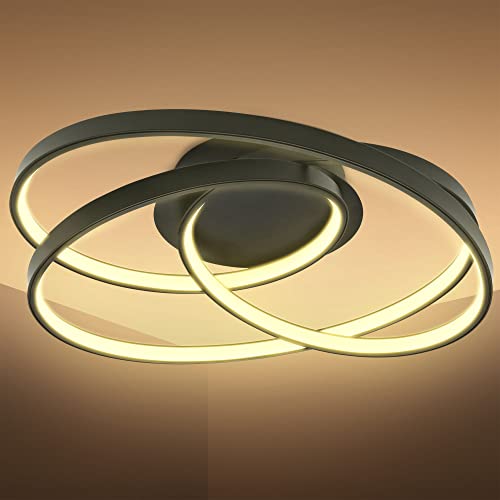 B.K.Licht LED Ceiling Light, Ring Shape, 35W, Warm White Light 3000K, 4600Lm, Ceiling lamp for Living Room lamp and Bedroom, Black Finish