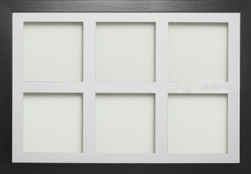 Frame Company Watson Multi Aperture Range Black Photo Picture Frame, 30x20 for 8x8 (x6) *Choice of Sizes* Fitted with Perspex