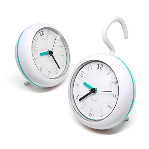 mooas Silent Waterproof Clock 3 Types, Bathroom Clock, Shower Clock, Silent Non-Ticking Battery Operated, Hanging Clock, Indoor Outdoor Waterproof Clock, Kitchen Clock, Shower Clock (Mint)