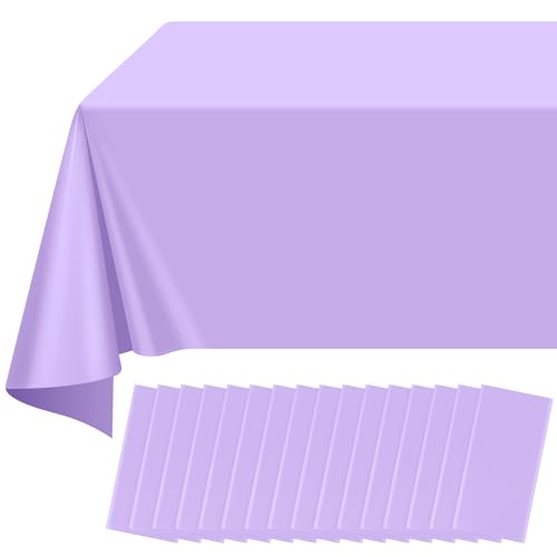 16 Pack Light Purple Plastic Tablecloth for Rectangle Tables, Premium Decorative Lavender Disposable Table Cloths for Parties, Rectangle Party Table Cover for Birthday Wedding Baby Shower, 54x108 Inch