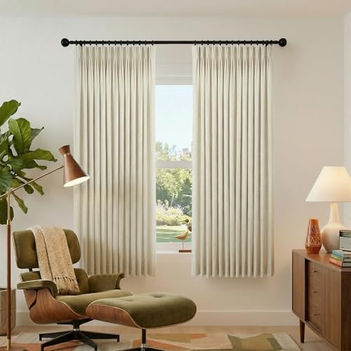 Mrs.Naturall Beige Kitchen Curtains 42x45 Inch Length for Small Blackout Curtains