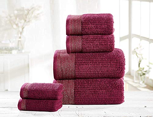 Rapport 100% Combed Cotton 6pc Mayfair Towel Bale Set (Damson Gold)