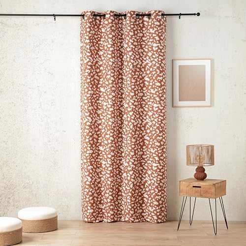 LINDER Thermal and Sound Insulating Curtain - Nature Style - Tan Orange - Rifle Barrel Eyelets - 140 x 240 cm - 62% Polyester 37% Cotton 1% Other Fibres - Birch Collection