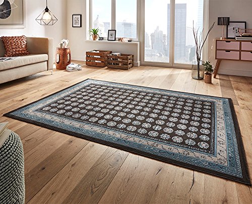 Mint Rugs Attire 102701_120x170 Design Velour Rug, Synthetic Fibre, Anthracite/Blue, 170 x 120 x 0.5 cm