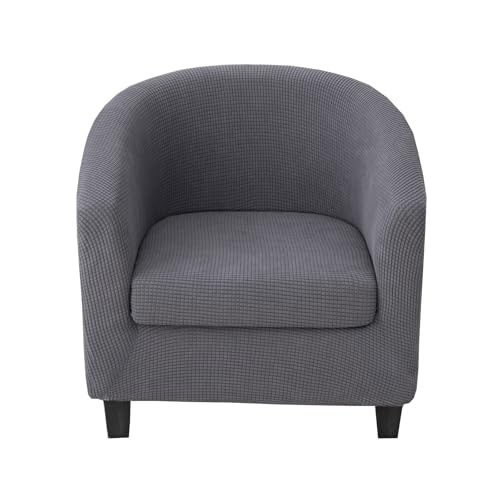 CRFATOP Club Chair Slipcover with Cushion Cover Jacquard 2 Piece Tub Chair Covers Armchair Covers Soft Washable Round Barrel Chair Covers Couch Covers for Bar Counter Living Room,Dark Grey