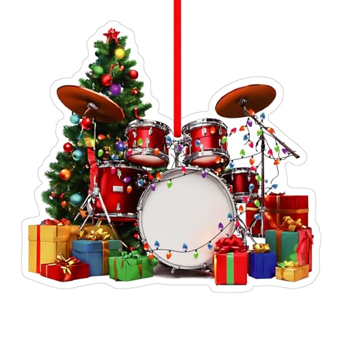 FLYAB Drums Christmas Ornaments Drums Ornaments for Christmas Tree Musical Instruments Ornament Musical Gifts for Men Drum Lovers Drum Christmas Xmas Hanging Ornament for Music Lovers