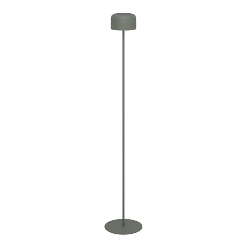 Eglo Cordless LED Floor lamp Roccanova, Wireless Solar Powered Outdoor Light, Rechargeable, 3-Step Touch dimmable Garden Lighting, Green Steel, Warm White, IP44