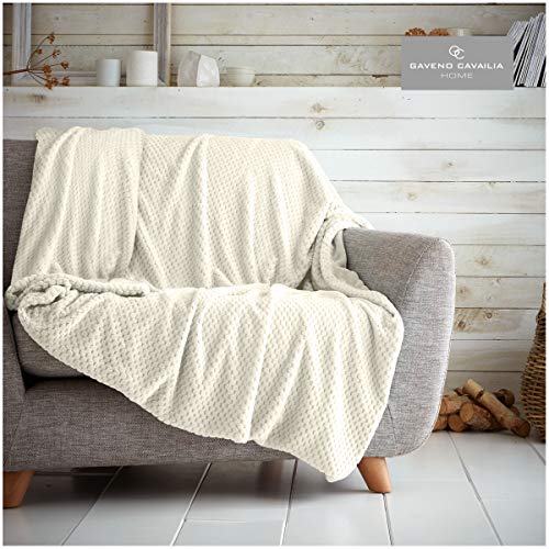GC GAVENO CAVAILIA Cosy and Cuddly POPCORN Fleece Throw Blanket, 150 x 200 Cm, Polyester, Double, Cream