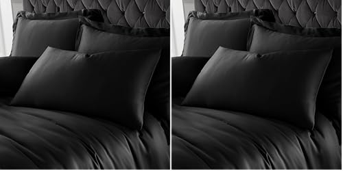 Catherine Lansfield Silky Soft Satin Standard Pillowcase Pair Black (Pack of 2)
